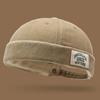Unisex Washed Denim Melon Skin Hat Solid Color Dome Beanie Hat Brimless Adjustable Street Hat Outdoor