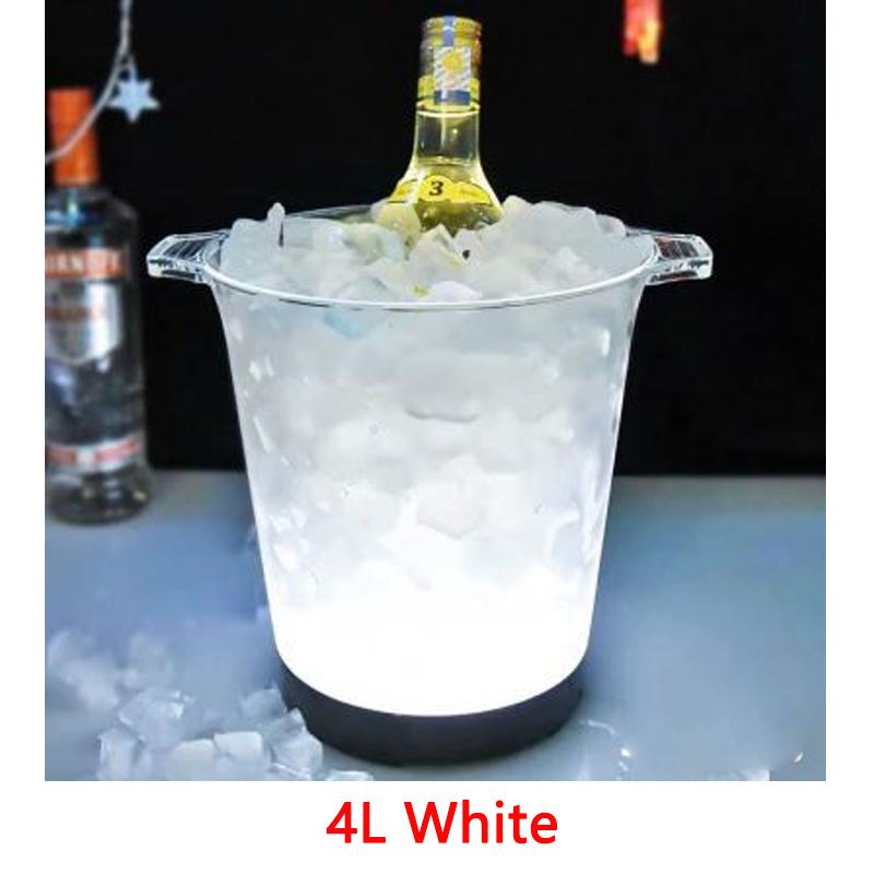4L Ice Bucket LED Light Unbreakable PS/ABS Creative Bar Ktv Luminous Wine Rack Red Champagne Cocktail Iced Barrel