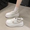 Little White Shoes Women's 2025 Spring and Autumn Models Round Head Thick Sole Wide Foot Bread Shoes Sports and Leisure Student Board Shoes Sports S