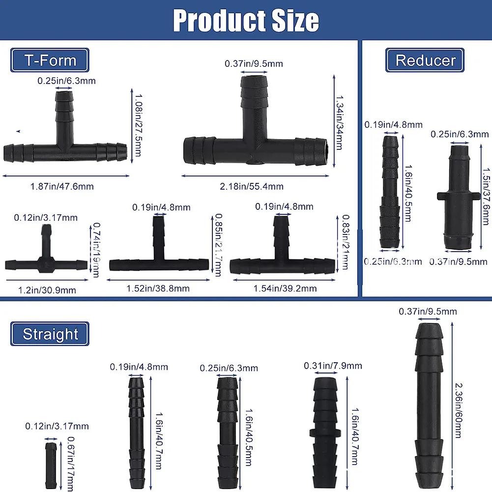 Car Hose Connector Assortment Reducer Set Plastic Straight T Piece Connectors For Cooling Systems Fuel Systems