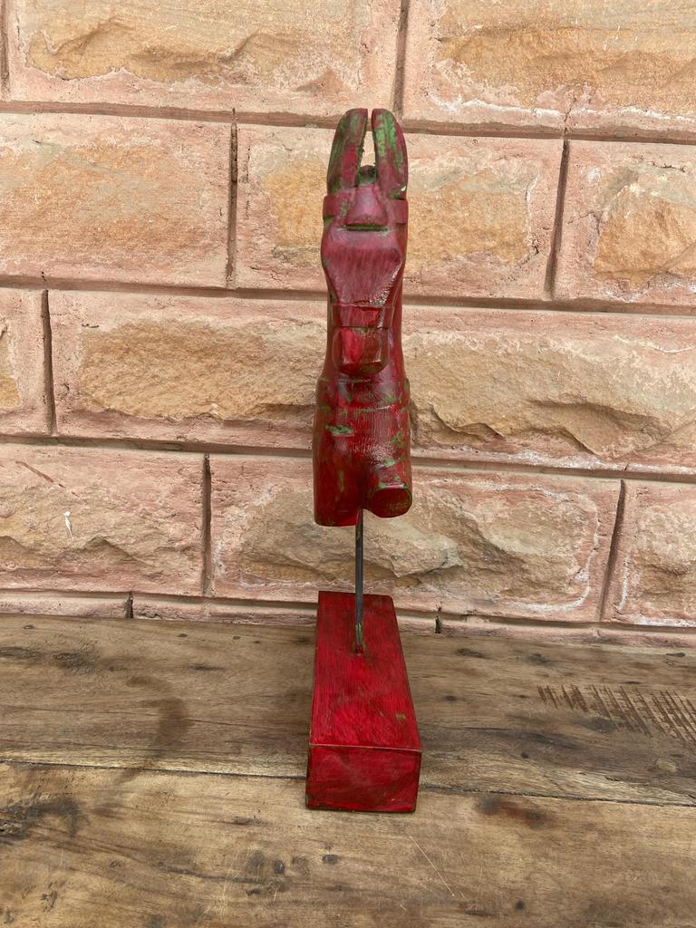 Hand Carved Wooden Horse Statue: Painted Indian Art Home Decor