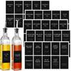 50 Oil and Vinegar Labels for Bottles,Preprinted Condiments Label Stickers for Organizing Oil Dispenser Bottles, Black Matte Minimalist Oil Jar
