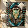 Buffalo Skull Tribal Totems Blanket Soft Warm And Thick Perfect For Bedroom Living Room Bed Sofa Camping Picnic Office Gift