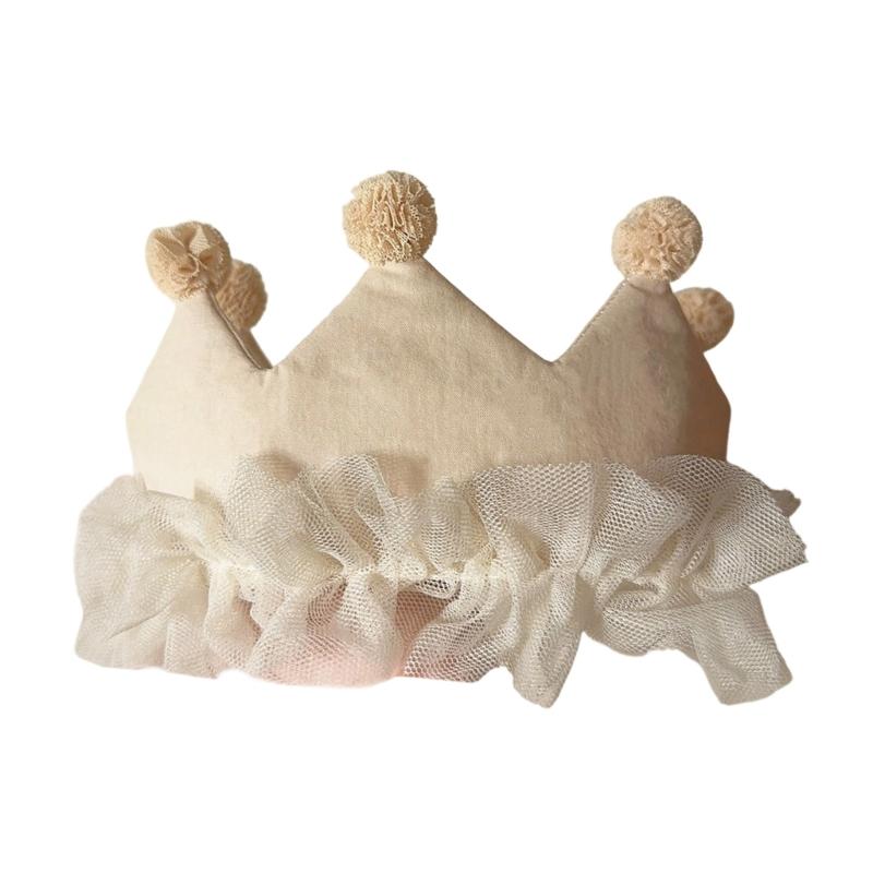 

Регулируемая детская корона на день рождения, головной убор, удобный тканевый головной убор для особого случая, реквизит для фотосессии 100 дней бежевый