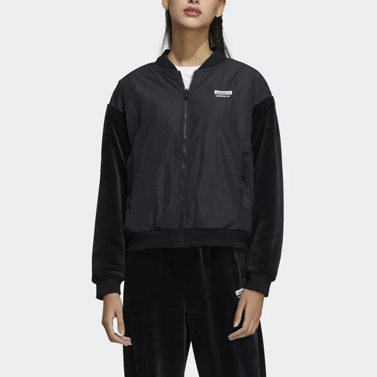 Adidas Originals Baseball Jackets Women's Black Baseball Collar Moderate (Unisex) Baseball Jackets GU1399