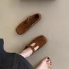 Soft-soled Version~ Retro Brown Flat-bottomed Square-headed Mary Jane Shoes, Autumn New Shallow-mouth Soft-soled Single Shoes, One-pedal Women