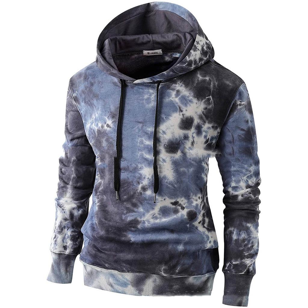 Men Pullover 3D Tie Dye Print Sweatshirt Couples Hooded Long Sleeve Women Plus Size Loose Hoodie