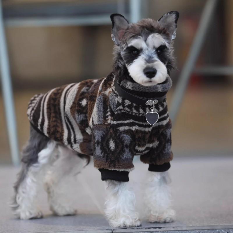 Pet Dog Warm Thick Fleece Lined Zipper Hoodie Sweater Schnauzer Teddy Winter Coat