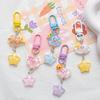 5Pcs Keychain Soft Expression Cloud Glitter Star Charm Key Chain Pendant with Alloy Buckle Schoolbag Decoration