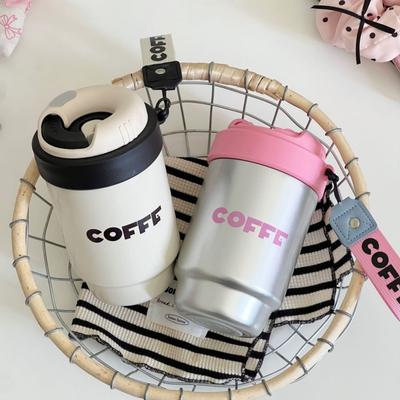 Simple Stainless Steel Coffee Cup Portable Straw Thermos Cup Portable Couple Cup Exquisite Water Cup for Women