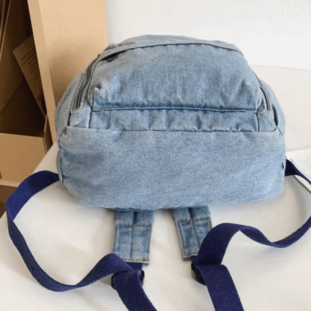 Street Style Vintage Handbag Japanese Style Solid Crossbody Bag Simple Denim Backpack  Outdoor