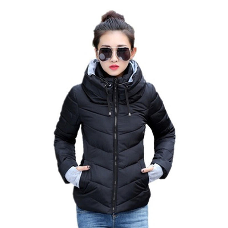 Female Winter Warm Parkas Solid Color Full Sleeve Cotton-Padded Thickening Slim Outerwear
