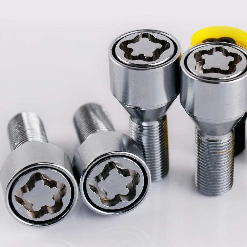 4+2 M14X1.25 Tyverisikring Stålfelglås Låsebolter 28mm Skaft Passer BMW X3 X5 X6 5 7 Serie Mini R50 R52 R53