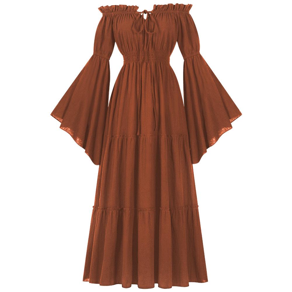 2024 Women's Medieval Vintage Christmas Off-the-Shoulder Bell Sleeve Dress