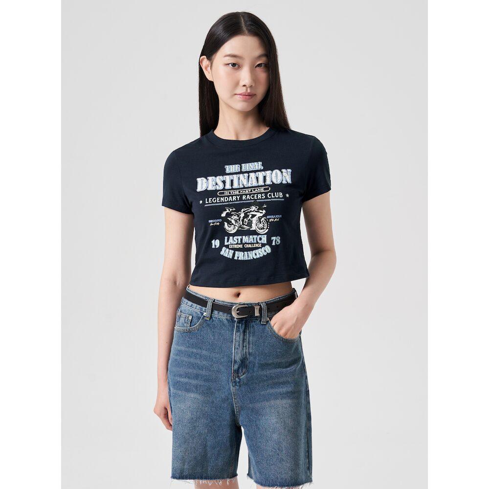 8Seconds Graphic Short Sleeve Crop T-Shirt Navy (324642Ly5R) Navy/L