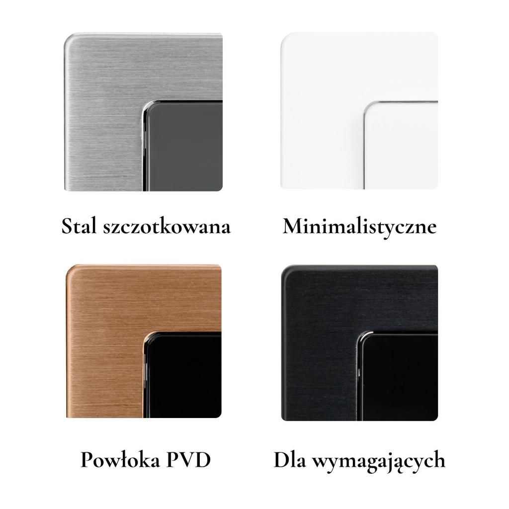 Włącznik światła poczwórny szary schodowy stal szczotkowana pvd brass