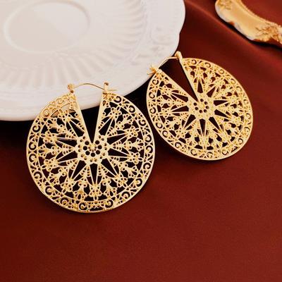 Boucles d'Oreilles Disque à Motifs Style Palais Haut de Gamme Boucles d'Oreilles Géométriques pour Femmes
