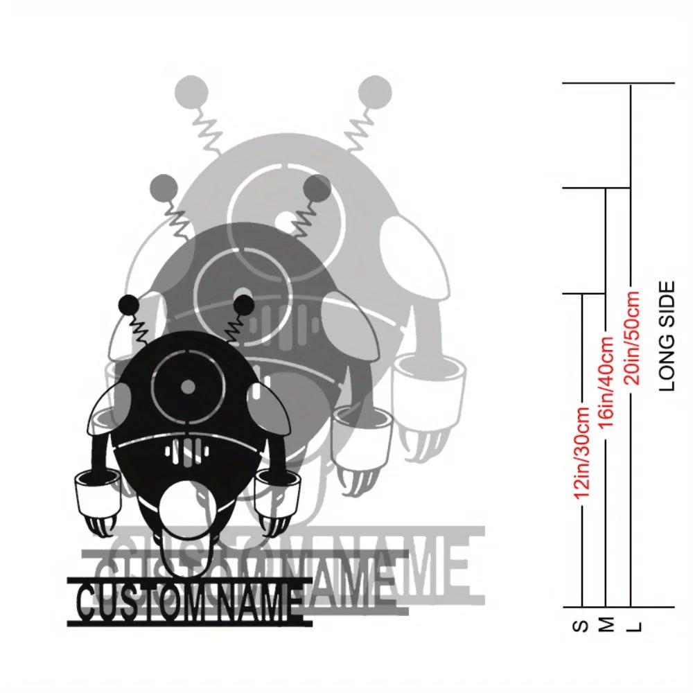 Металлическая настенная art-скульптура Робот с индивидуальным именем для декора дома и детской комнаты 30cm