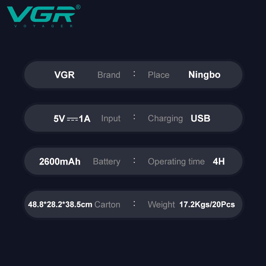 VGR V-036 Electric Clipper Carved Hair Clipper Retro Metal Electric Push Clipper for Men's Hair Clipper with Digital Display Home Razor Shaver