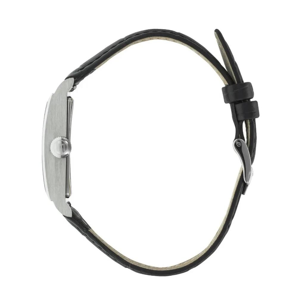 Lip Watch Unisex Churchill T24 Symmetrical Watch 671944 Silver Black Leather Embossed Watch Authorized Dealer [LIP] Men's