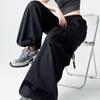 Pantaloni da lavoro solidi con coulisse a gamba larga per le donne Pantaloni sportivi dritti alla moda Pantaloni casual da ufficio Lady Y2K Streetwear Pantaloni larghi Donna 24207