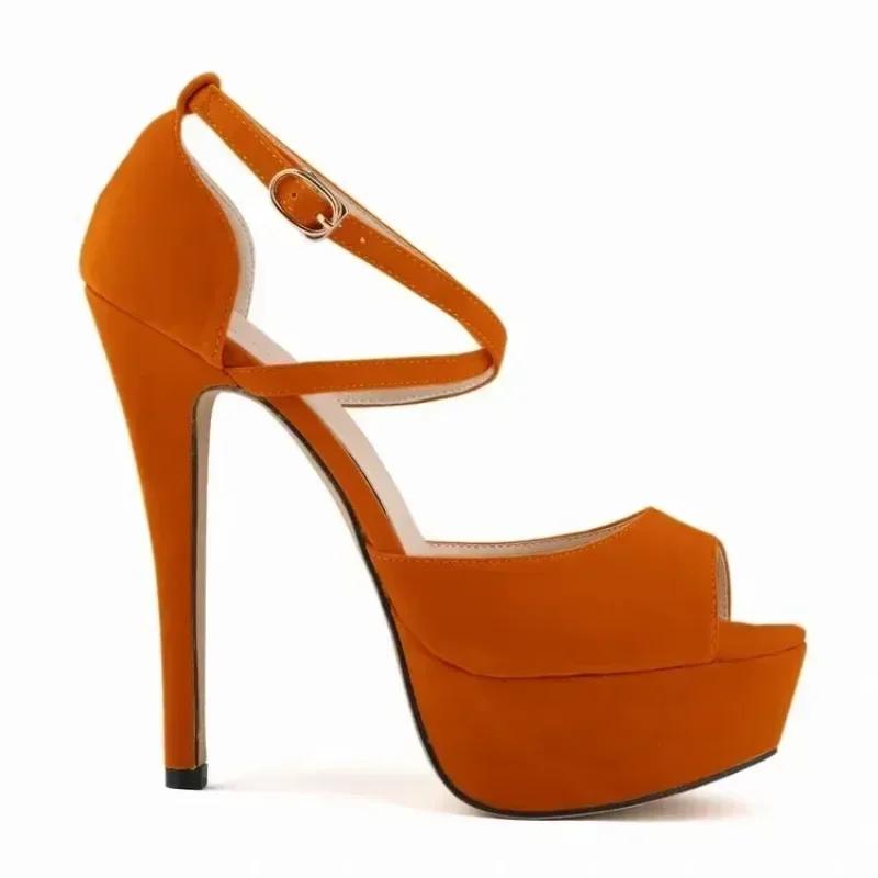 

Туфли на высоком каблуке для женщин, босоножки на шпильках, летние сексуальные туфли 14 см, модные туфли с открытым носком, туфли-лодочки на платформе с ремешком на щиколотке, свадебные туфли Sansal Bridal 35