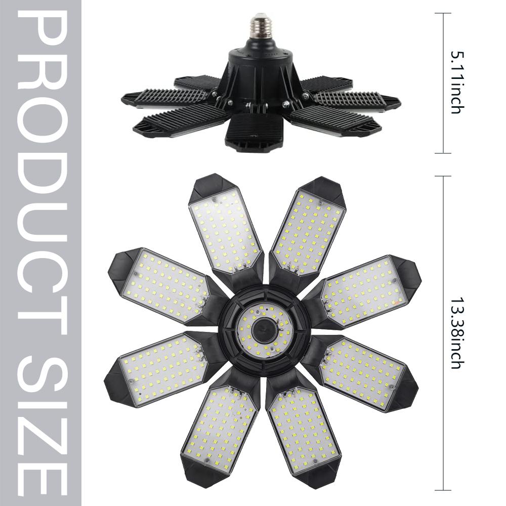 200W Powerful Garage Light LED Foldable LED Bulbs E27 Adjustable Multi Panel Ceiling Lamp For Workshop Warehouse Lighting