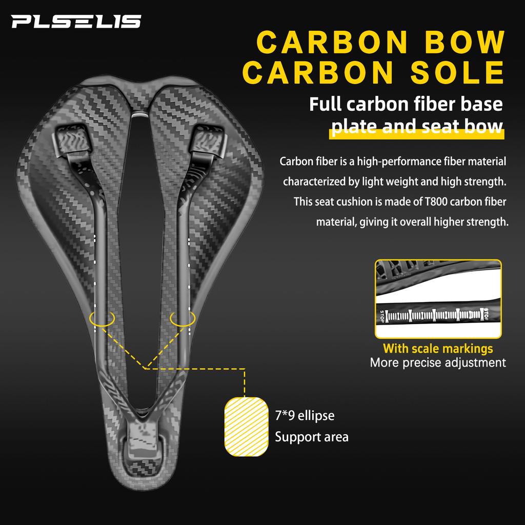 Plselis Road Bike Carbon Fiber Cushion Competitive Lightweight Cushion 3D Printing Integrated Hollow Design 145g