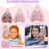 -shaped Plush Keychain With Dangling Ears, Made Of European Mink