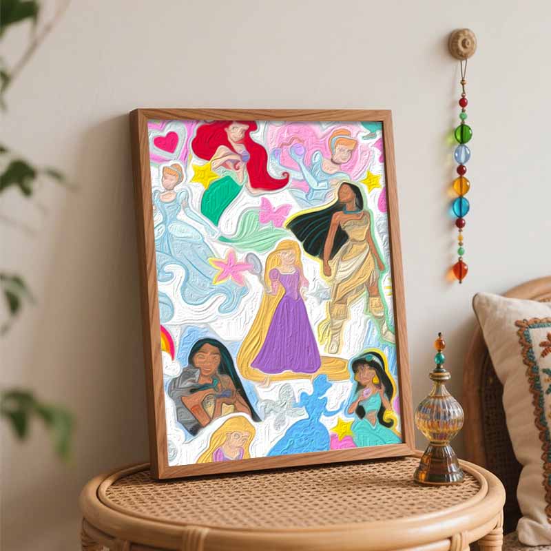 Disney Paint By Number Kit Princess Collage Drawing Canvas DIY Picture Home Decor Disney Art Craft Set Unique Painting Modern Wall Art