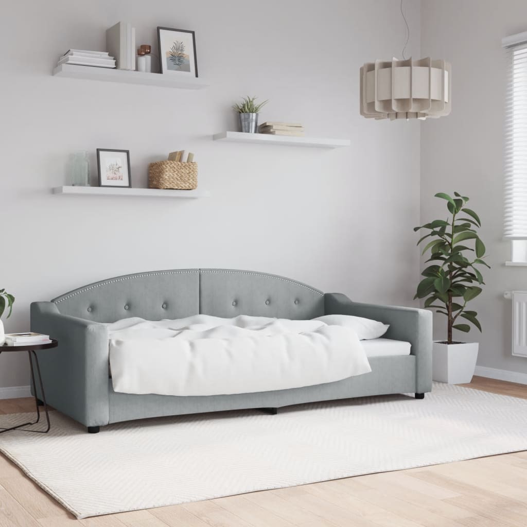 Vidaxl Sofa Z Funkcją Spania, Jasnoszara, 90X190 Cm, Obita Tkaniną