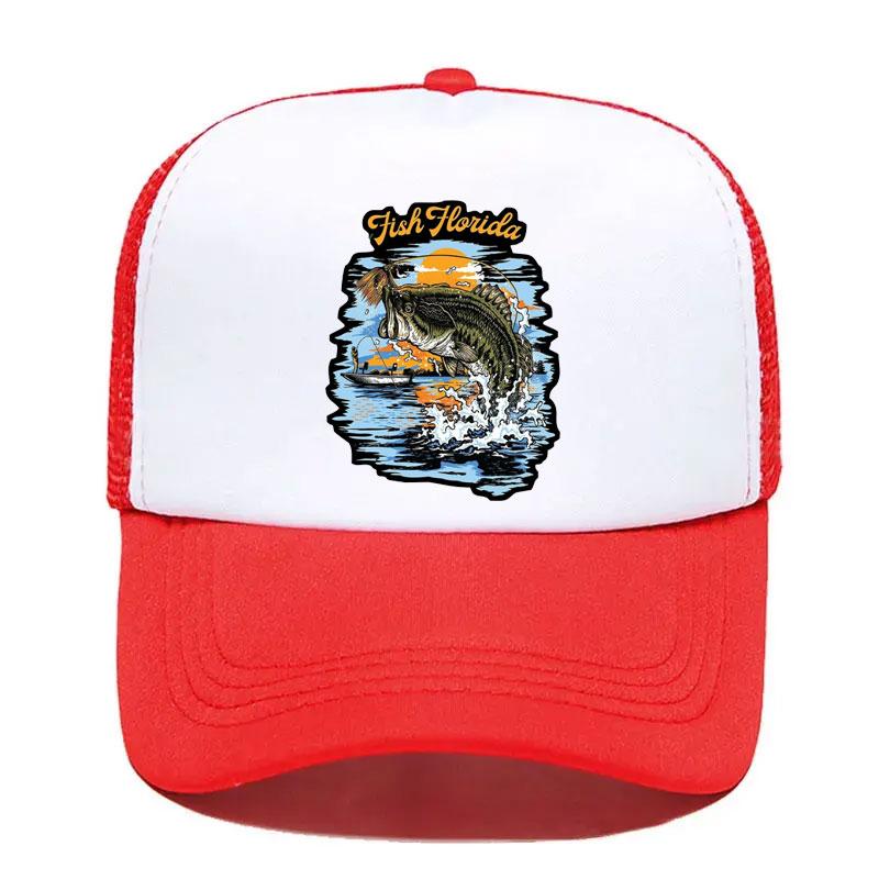 For Fishing Fish Logo Mesh Trucker Hat Fashion Unisex Women Advertising Travel Team Baseball Caps Truker Hats Snapback Cap