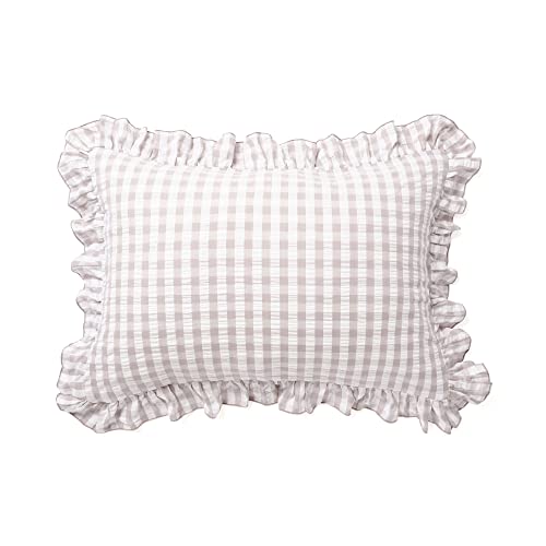 Francfranc Frill Check Pillowcase 700x500 White/Beige