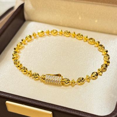 Nowa Vintage Bransoletka z Koralikami Pozłacana 18k Złotem 100% Czyste Srebro Próby 925 17cm Pave Cyrkonie 5a Bransoletki Dla Kobiet Luksusowa Biżuteria