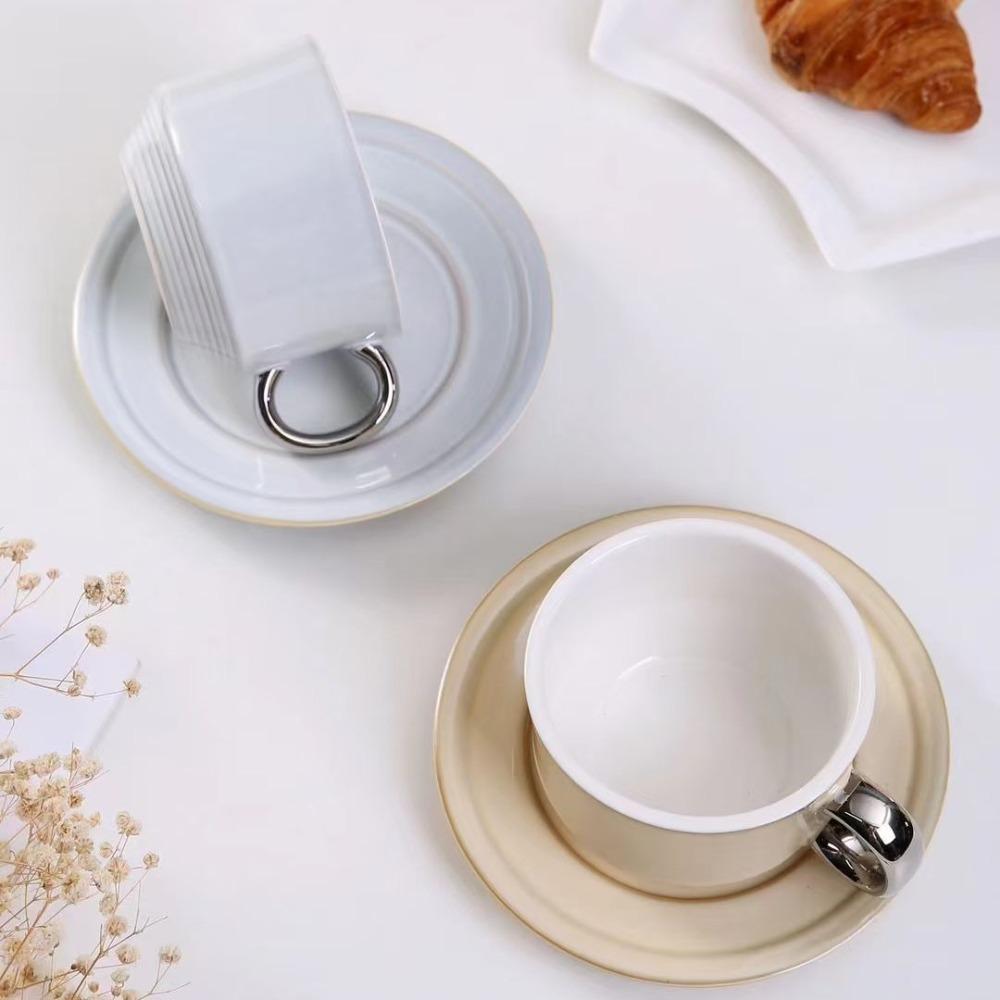 Creative Coffee Cup Saucer Set Light Luxury Simple Ceramic Cup Saucer Niche Mug High Value Water Cup Gift Cup
