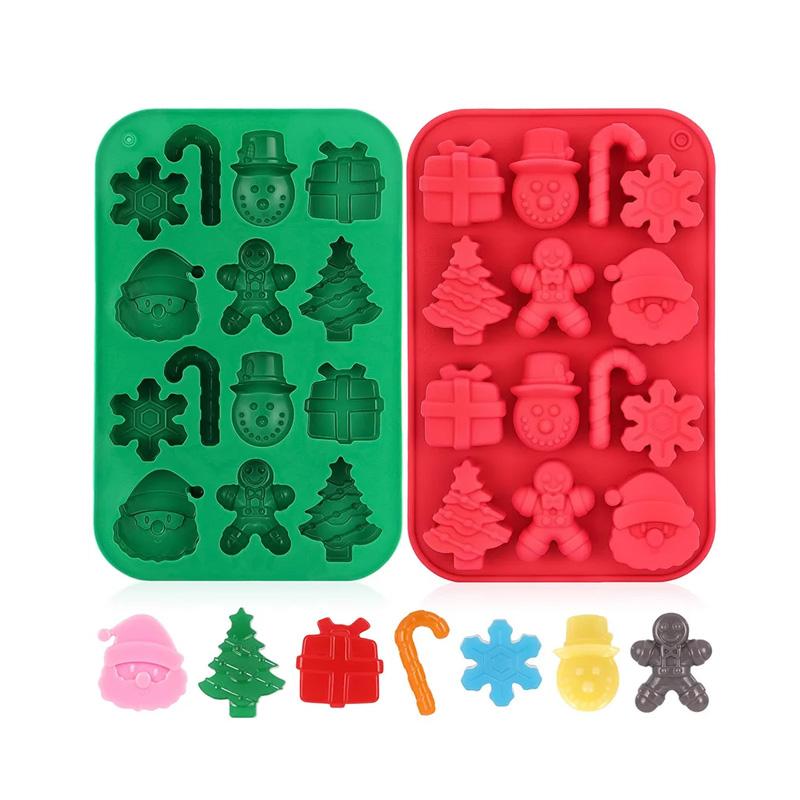 Silicone Chocolate Molds Christmas Santa Claus Snowman Gingerbread Man Baking Molds for Jelly Candy Gummy Soap DIY Baking Tool