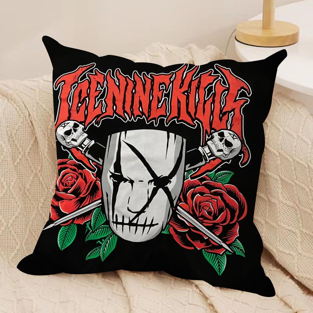 lce-Nine K-Kills Band Cushion Cover Silky Short Plush Sofa Pillow Cover Hidden Zipper Soft Dustproof Case for Home Decor