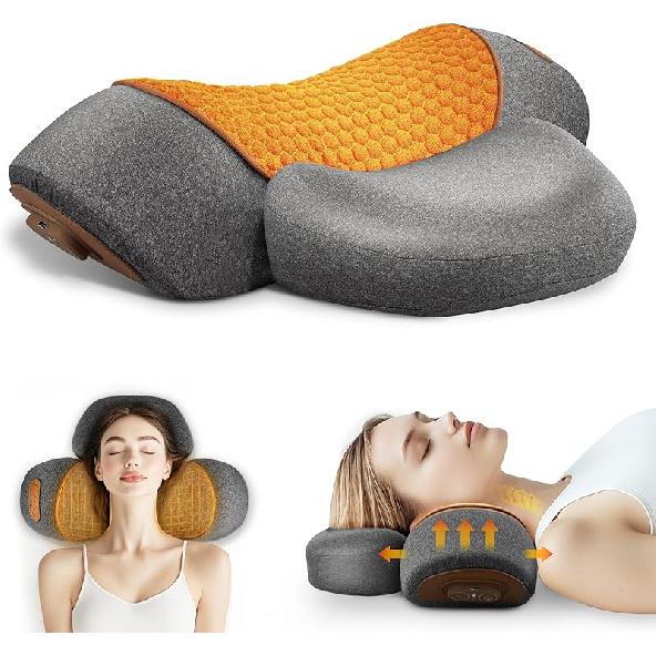 3-in-1 Rechargeable Neck Massager Pillow - Pillow Massage Neck Hump for Shoulder Pain, Deep Tissue Pain Relief, with Heating and Traction Function,