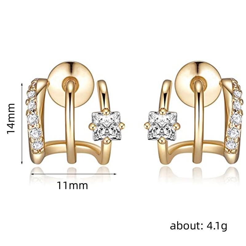 Trendy Princess CZ Claw-shape Stud Earrings for Women Simple Versatile Ear Piercing Accessories Fashion Jewelry Wholesale