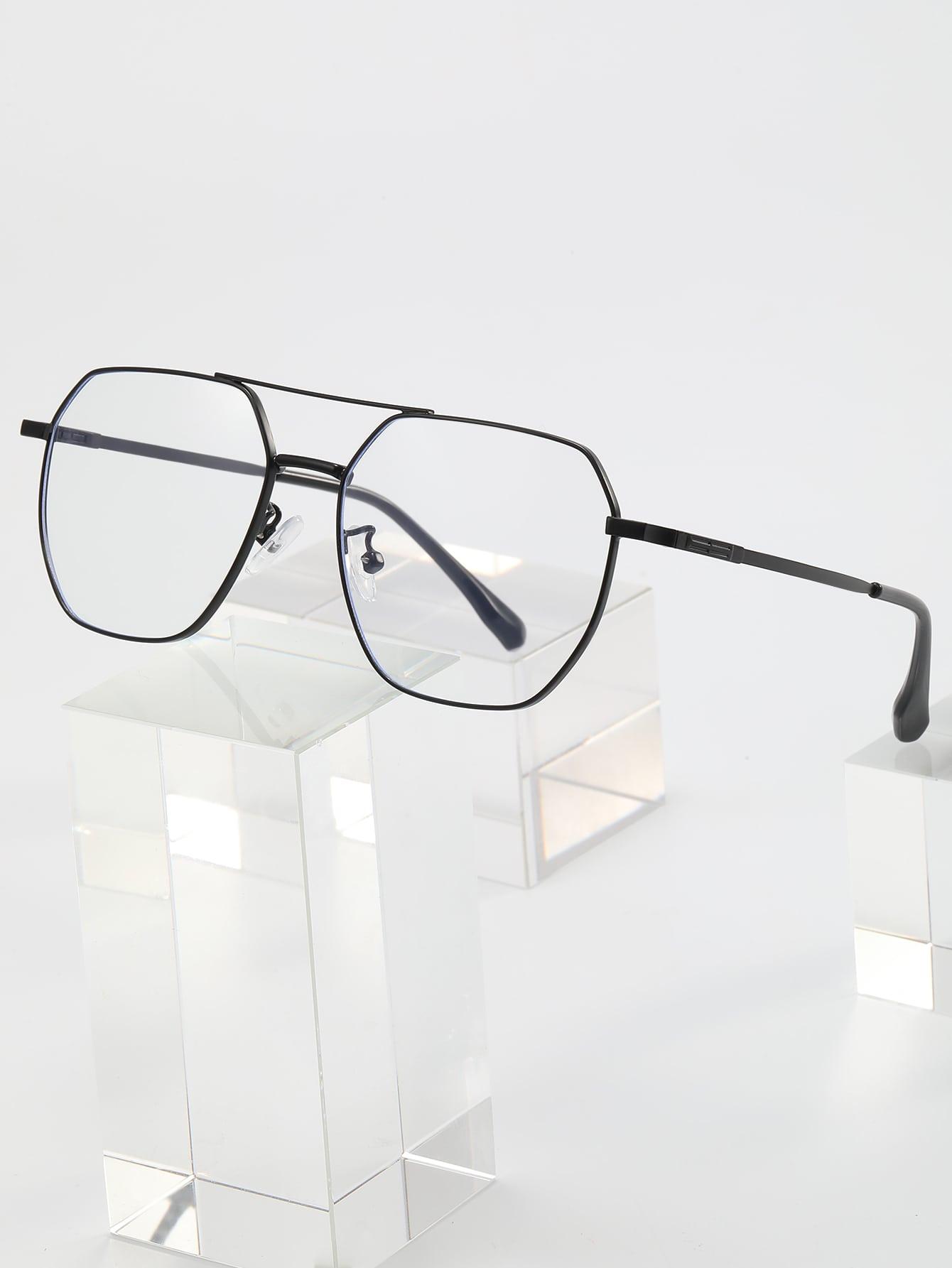 

1 pair of men s metal geometric irregular anti-blue light non-prescription glasses чёрный