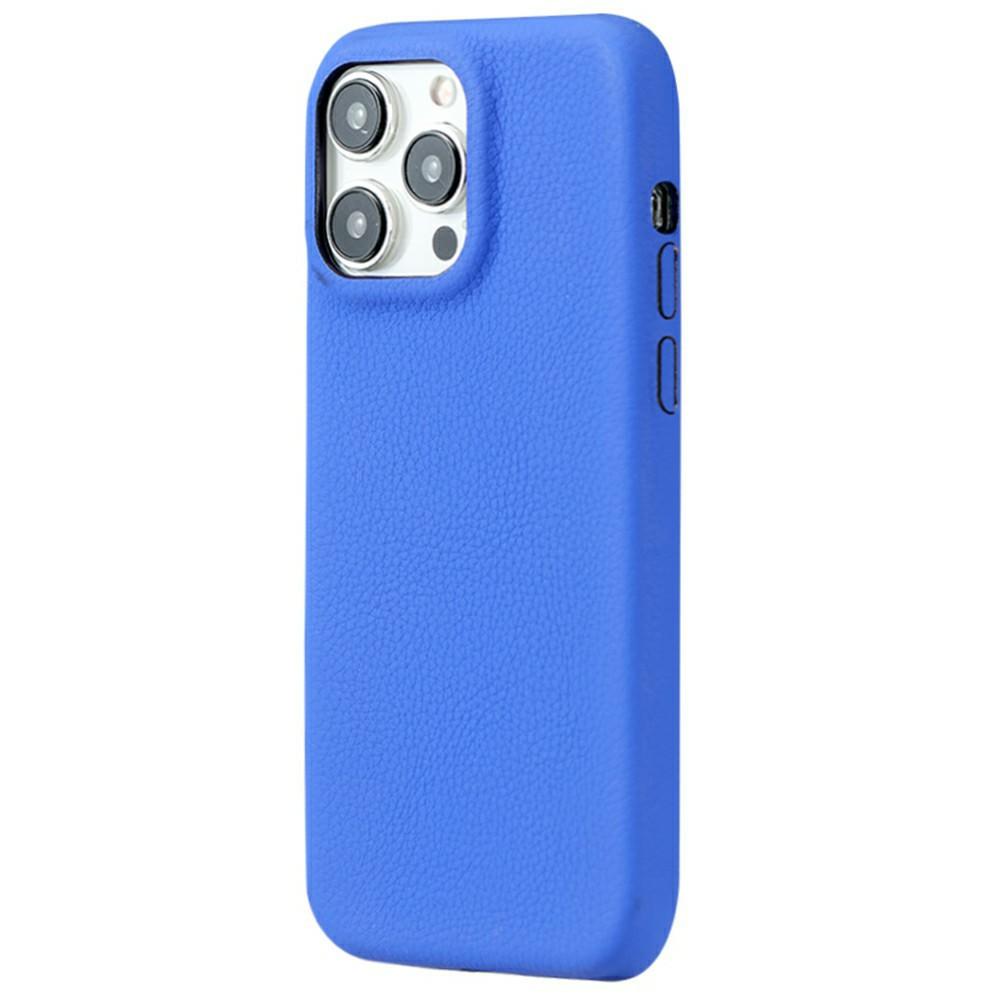 

For iPhone 16 Pro Max Phone Case Skin Touch Litchi Texture Leather Coated PET Mobile Cover Blue