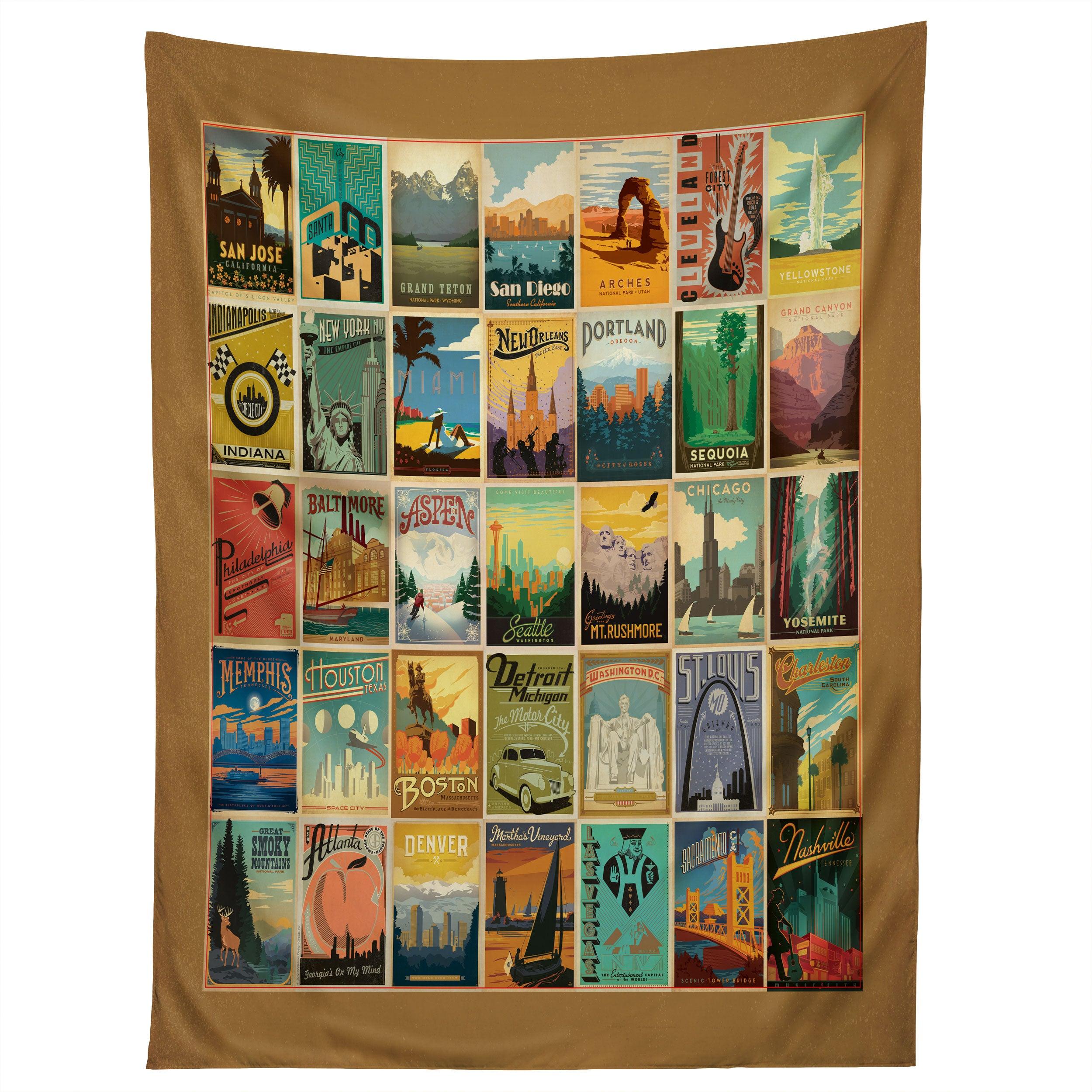 CITY PATTERN BORDER tapestry 75x100