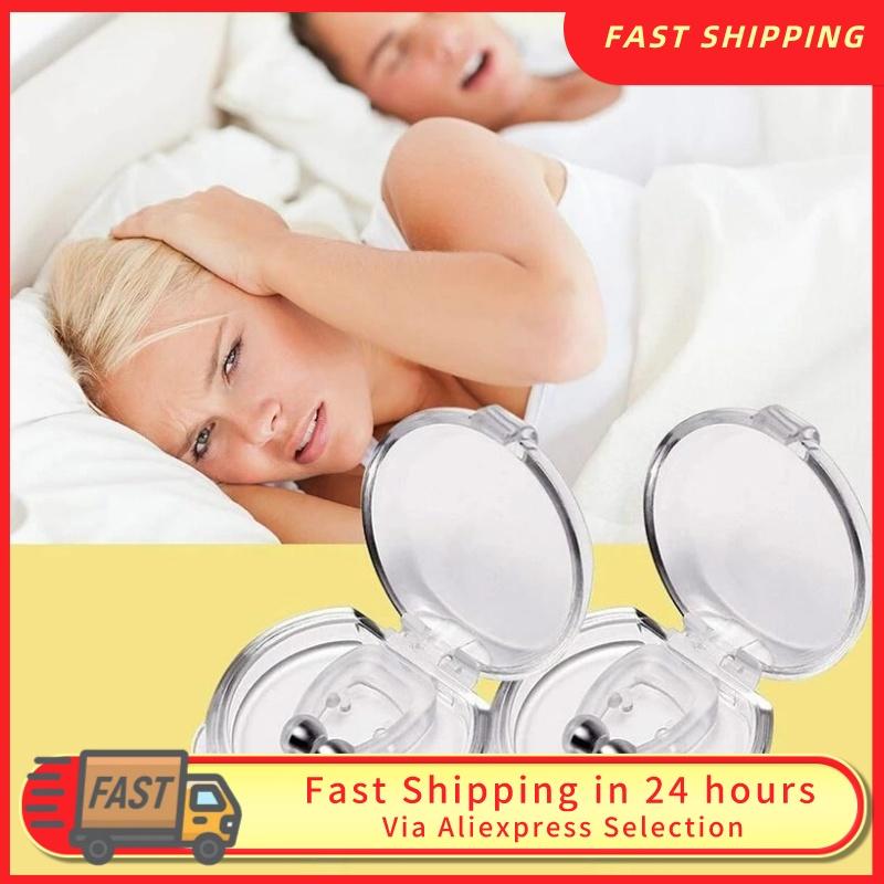 Schnarchstopp-Ring mit Etui Anti-Schnarch-Gerät Magnetische Nasenventile Anti-Schnarch-Nasenklammer Nachtschlafapnoe-Schutz schneller Versand