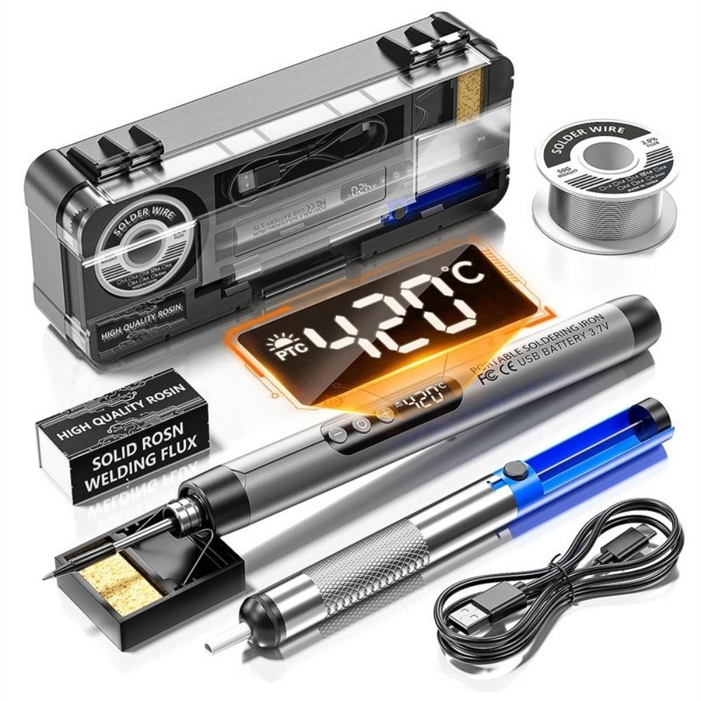 Adjustable Temperature USB Soldering Iron Set LCD Display Cordless Soldering Pen Set DIY Repair