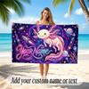 Axolotl Theme Quick Dry Beach Towel Custom Name Text Print Large Sand Resistant Towel Beach Vacation