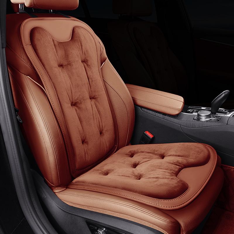 Plush Car Seat Cushion with Backrest - Thickened for Autumn/Winter Warmth