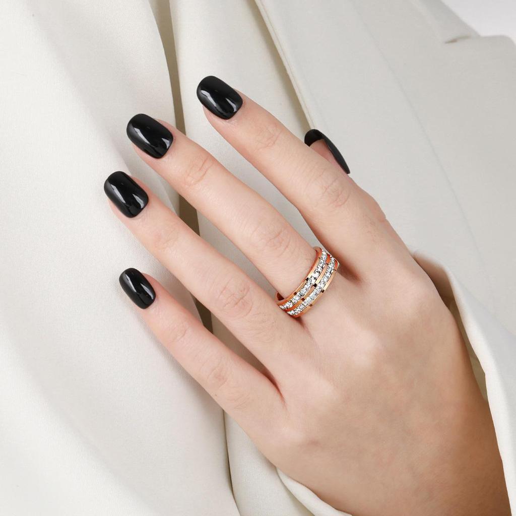 Full Circle Diamond Ring: Korean-Style, Gold-Plated Titanium Steel, Fashionable & Personalized Index Finger Jewelry