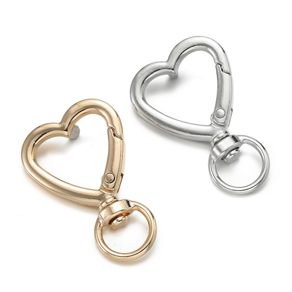 5pcs Swivel Heart Shape Lobster Spring Clasp Keyring Key Ring Dog Chain Snap Clasp for DIY Jewelry Making Accessories