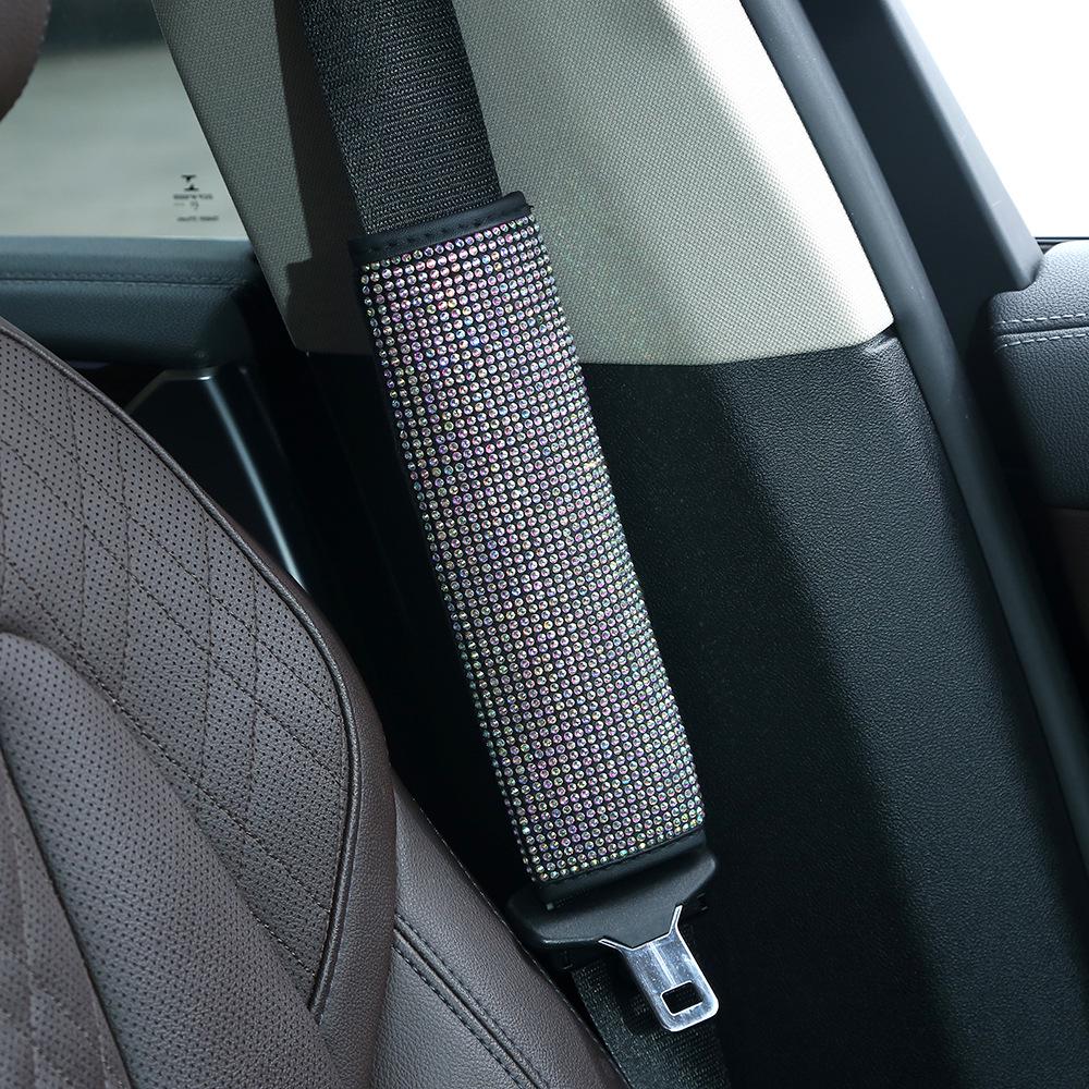 Colorful Rhinestone Steering Wheel, Seat Belt Pad, and Rearview Mirror Cover Set for All Seasons