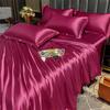 Blended Natural Mulberry Silk Bedding Set with Duvet Cover Bed Sheet Pillowcase High End Satin Single Double Queen King Bedsheet